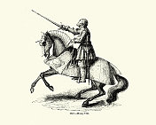 中世纪骑在马背上的盔甲骑士，英国亨利八世