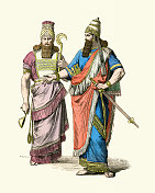 古代亚述、亚述大祭司和亚述王的历史服饰