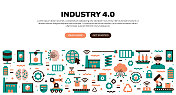工业4.0相关现代平面风格矢量插图