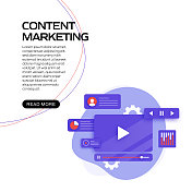 内容营销概念矢量插图网站横幅，广告和营销材料，在线广告，业务演示等。
