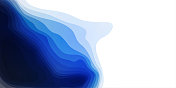 3D抽象蓝色波浪背景与剪纸形状。矢量设计布局的业务演示