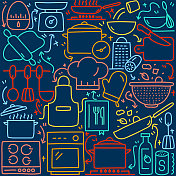 烹饪相关的涂鸦插图 烹饪相关的涂鸦插图