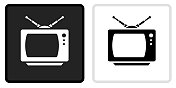 电视盒图标上的黑色按钮与白色翻转