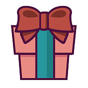 圣诞平面设计图标:礼品盒系蝴蝶结