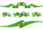 巴西旗丝带集-矢量股票插图
