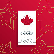 加拿大枫叶和2021年新年横幅概念广告，横幅，传单和传单。矢量插图。