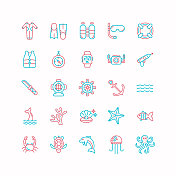 水肺潜水线图标