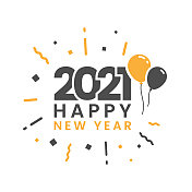 新年快乐2021向量设计的白色背景。
