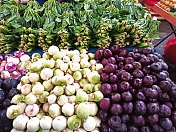 土耳其伊斯坦布尔集市上的新鲜萝卜、红萝卜和菠菜