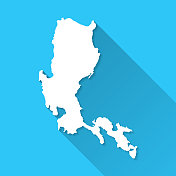 吕宋地图与长阴影在蓝色背景-平面设计