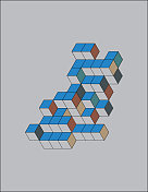 完全无缝的抽象立方体模式。彩色几何三维矢量壁纸，立方体图案背景。
