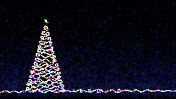 圣诞树形状由彩虹灯在黑暗的背景形成