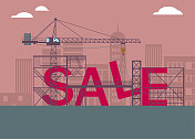 On the construction site, the “SALE” under construction.