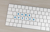 键盘上写着Home Office的按键。3 d抽象的概念。