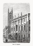 英国银行，伦敦针线街，木刻，1893年出版