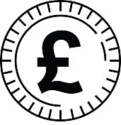 英镑货币硬币符号图标向量