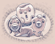 小狗和小猫给宝宝惊喜