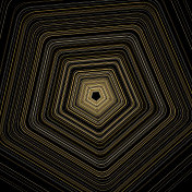 多个金色同心五边形，递减视角