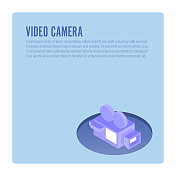 视频摄像机设计在等距矢量插图