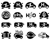 电动和氢燃料汽车图标