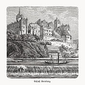 德国萨克森-安哈尔特波恩堡城堡，木刻，1893年出版