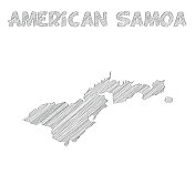 美属萨摩亚地图手绘在白色背景