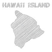 夏威夷岛地图手绘在白色的背景