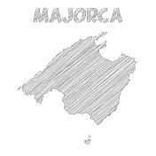 马略卡地图手绘在白色背景