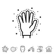 橡胶手套――预防COVID-19感染。线条图标-可编辑的笔触 橡胶手套――预防COVID-19感染。线条图标-可编辑的笔触