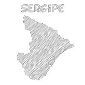 塞尔维亚地图手绘在白色的背景