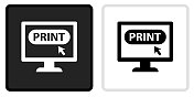 打印图标在黑色按钮与白色滚动