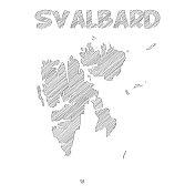 斯瓦尔巴特群岛地图手绘在白色背景
