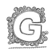 字母字母G漩涡图案绘图