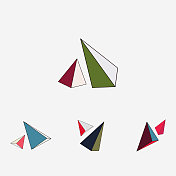 一套三维三角锥结构群模型图案进行设计