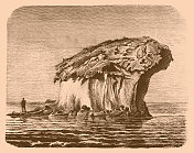 伊斯基亚的拉科湾的孤立凝灰岩岛
