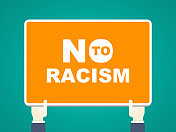 停止种族主义概念-商人手中停止种族主义的标志