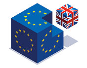 英国和欧盟旗帜立方体
