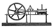 古董插图:卧式蒸汽机
