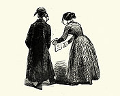 丈夫和妻子读一封信的漫画，维多利亚