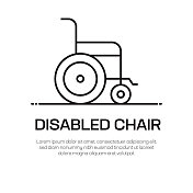 残疾的椅子矢量线图标-简单的细线图标，优质的设计元素