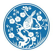 鸟梅花(中国剪纸图案) 鸟梅花(中国剪纸图案)