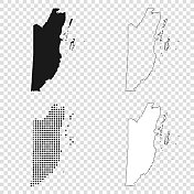 伯利兹地图设计-黑色，轮廓，马赛克和白色