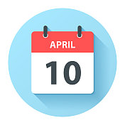 4月10日-圆形日日历图标在平面设计风格
