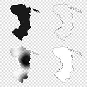 Chios地图的设计-黑色，轮廓，马赛克和白色