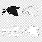 爱沙尼亚地图设计-黑色，轮廓，马赛克和白色