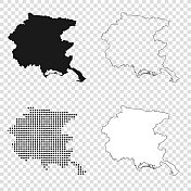 Friuli-Venezia Giulia地图设计-黑色，轮廓，马赛克和白色