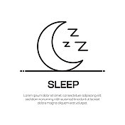 睡眠向量线图标-简单的细线图标，优质的设计元素