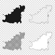 格恩西岛地图设计-黑色，轮廓，马赛克和白色