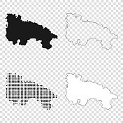拉里奥哈地图设计-黑色，轮廓，马赛克和白色