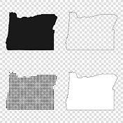 俄勒冈州地图设计-黑色，轮廓，马赛克和白色